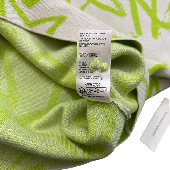 Maeve Anthropologie Carys Star Print Sweater Green XL Maximalist Twee Kidcore - Picture 6 of 10